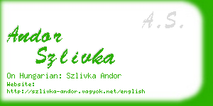 andor szlivka business card